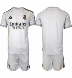 Men Real Madrid Blank 25 26 White Home Soccer Jersey Suit