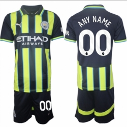 Men Manchester City Custom 2024 25 Navy Away Soccer Jersey Suit