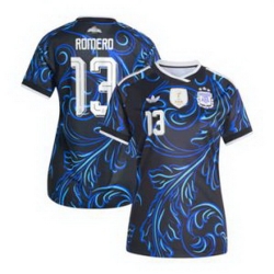 Women 13Cristian Romero Argentina National Team adidas 2026 Away Replica Jersey Black 3