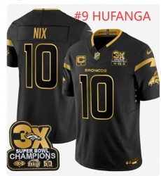 Denver Broncos #9 HUFANGA Gold Black Stitched Jersey
