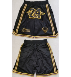 Men Los Angeles Lakers 24 Kobe Bryant Black Shorts Men Los Angeles Lakers 24 Kobe Bryant Black Shorts