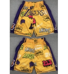 Men Los Angeles Lakers Yellow Shorts Men Los Angeles Lakers Yellow Shorts