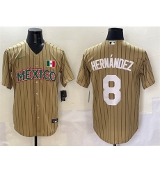 Men Mexico Baseball 8 Enrique Hernandez Tan 2023 World Baseball Classic Stitched Jersey