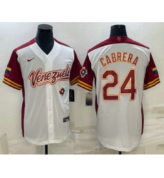 Men Venezuela Baseball #24 Miguel Cabrera 2023 White World Classic Stitched Jersey Men Venezuela Baseball #24 Miguel Cabrera 2023 White World Classic Stitched Jersey