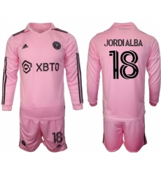 Men Inter Miami CF 18 Jordialba 2023 24 Pink Home Soccer Jersey Suit