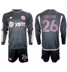 Men Inter Miami CF 26 Gregore 2023 24 Black Away Soccer Jersey Suit
