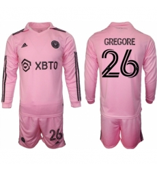 Men Inter Miami CF 26 Gregore 2023 24 Pink Home Soccer Jersey Suit