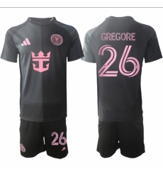 Men Inter Miami CF 26 Gregore 2025 Black Away Soccer Jersey Suit