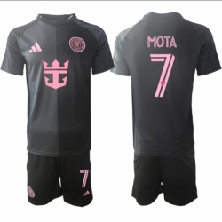 Men Inter Miami CF 7 Jean Mota 2025 Black Away Soccer Jersey Suit