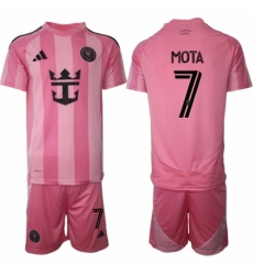 Men Inter Miami CF 7 Jean Mota 25 26 Pink Home Soccer Jersey Suit