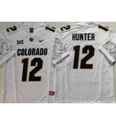 Men COLORADO BUFFALOES White #12 Travis Hunter Stitched NCAA Jersey