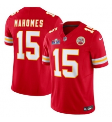 Men Kansas City Chiefs 15 Patrick Mahomes Red 2023 F U S E  Vapor Untouchable Limited Stitched 2024 Super Bowl LVIII Jersey