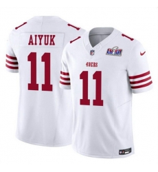 Men San Francisco 49ers 11 Brandon Aiyuk White 2023 F U S E Vapor Limited Stitched Football 2024 Super Bowl LVIII Jersey Men San Francisco 49ers 11 Brandon Aiyuk White 2023 F U S E Vapor Limited Stitched Football 2024 Super Bowl LVIII Jersey
