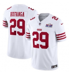 Men San Francisco 49ers 29 Talanoa Hufanga White 2023 F U S E With John Madden Patch Vapor Limited Stitched Football 2024 Super Bowl LVIII Jersey Men San Francisco 49ers 29 Talanoa Hufanga White 2023 F U S E With John Madden Patch Vapor Limited Stitched Football 2024 Super Bowl LVIII Jersey