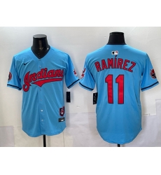 Men Cleveland Guardians 11 Jos E9 Ram EDrez Blue Vapor Premier Limited Stitched Baseball Jersey