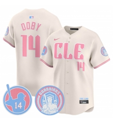 Men Cleveland Guardians 14 Larry Doby Cream Bubblegum Pink 2025 Vapor Limited Stitched Baseball Jersey