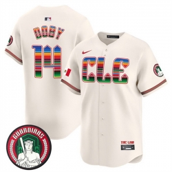 Men Cleveland Guardians 14 Larry Doby Cream Mexico Vapor Premier Limited Stitched Baseball Jersey