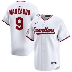 Men Cleveland Guardians 9 Kyle Manzardo White Home Limited Stitched Baseball Jersey