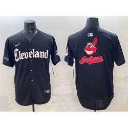 Men Cleveland Guardians Team Big Logo Black Gothic Vapor Premier Limited Stitched Baseball Jersey