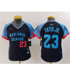 Youth National League 23 Fernando Tatis Jr  Navy 2024 All Star Limited Stitched Baseball Jersey 6