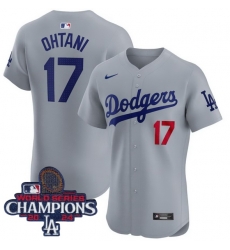 Women Nike Los Angeles Dodgers Shohei Ohtani #17 Gray Flex Base 2024 World Series Champions Stitched MLB Jersey Women Nike Los Angeles Dodgers Shohei Ohtani #17 Gray Flex Base 2024 World Series Champions Stitched MLB Jersey