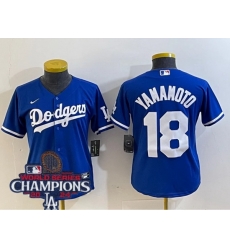 Women Nike Los Angeles Dodgers Yoshinobu Yamamoto #18 Blue Cool Base 2024 World Series Champions Stitched MLB Jersey Women Nike Los Angeles Dodgers Yoshinobu Yamamoto #18 Blue Cool Base 2024 World Series Champions Stitched MLB Jersey