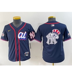 Youth American League New York Yankees Team Big Logo Navy 2025 All Star Edition Limited Stitched Baseball Jersey 1