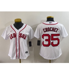 Women Boston Red Sox 35 Garrett Crochet White Cool Base Stitched Baseball Jersey Women Boston Red Sox 35 Garrett Crochet White Cool Base Stitched Baseball Jersey