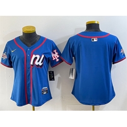 Women National League New York Mets Blank Blue 2025 All Star Edition Limited Stitched Baseball Jersey 