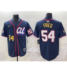 Men American League 54 Max Fried Navy 2025 All Star Edition Limited Stitched Baseball Jersey Men American League 54 Max Fried Navy 2025 All Star Edition Limited Stitched Baseball Jersey