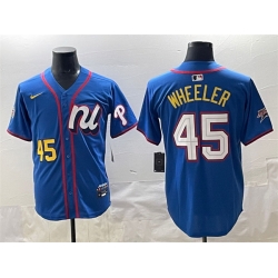 Men National League 45 Zack Wheeler Blue 2025 All Star Edition Limited Stitched Baseball Jersey