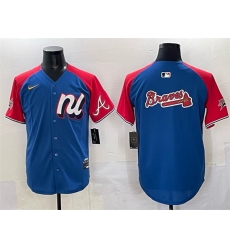 Men National League Atlanta Braves Team Big Logo Blue Red Alternate 2025 All Star Edition Limited Stitched Baseball Jersey