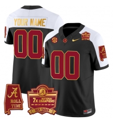 Men Women Youth Alabama Crimson Tide Nick Saban 7x Champions Patch Gold Trim Custom Jersey All Stitched Black Aternate
