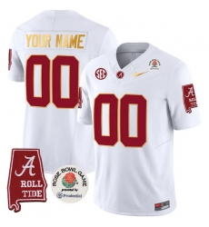 Men Women Youth Alabama Crimson Tide Rose Bowl Patch Gold Trim Vapor Limited Custom Jersey All Stitched White
