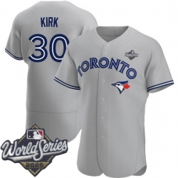Men Nike Toronto Blue Jays #30 Alejandro Kirk Gray Home Stitched Cool Base Player Jersey