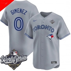 Men Toronto Blue Jays 0 Andres Gimenez Cool Base Stitched Baseball Jersey Gray