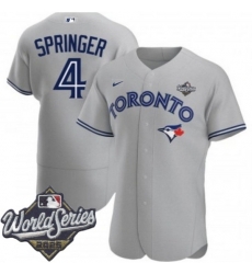 Men Toronto Blue Jays 4 George Springer Grey Flex Base Stitched Jerse