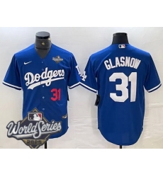 Men Los Angeles Dodgers 31 Tyler Glasnow 2025 World Series Cool Base Stitched Baseball Jersey Blue