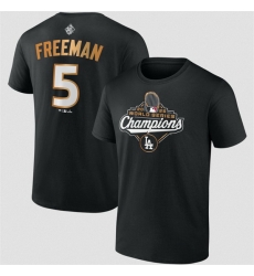 Men Los Angeles Dodgers 5 Freddie Freeman Black 2025 World Series Champions Name  26 Number T Shirt