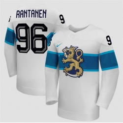 Men Finland Hockey 96 Mikko Rantanen White 2026 Away Stitched Jersey