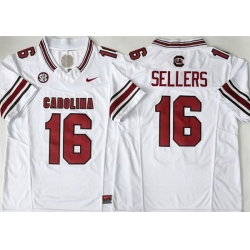 Men South Carolina Fighting Gamecocks  16 LaNorris Sellers White 2026 F U S E  Stitched Jersey