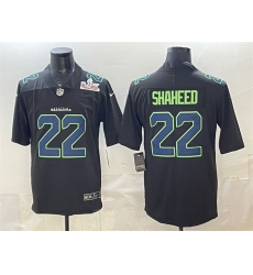 Men Seattle Seahawks 22 Rashid Shaheed Black 2025 Super Bowl LX Patch Carbon Fashion Vapor Untouchable Limited Stitched Football Jersey Men Seattle Seahawks 22 Rashid Shaheed Black 2025 Super Bowl LX Patch Carbon Fashion Vapor Untouchable Limited Stitched Football Jersey