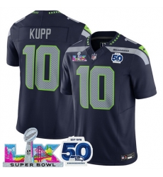 Youth Seattle Seahawks 10 Cooper Kupp Navy 2025 F U S E  Super Bowl LX Patch And 50th Season Patch Vapor Limited Stitched Football Jersey