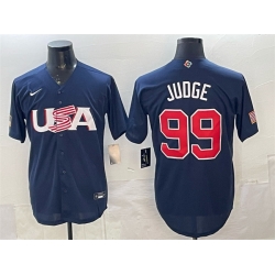 Men USA Baseball 99 Aaron Judge 2023 Navy World Baseball Classic Stitched Jersey