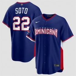 Men Dominican Republic Baseball  22 Juan Soto Navy 2026 World Baseball Classic Road Stadium Stitched Jersey