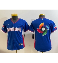 Youth Dominican Republic Baseball Royal 2026 World Baseball Classic Big Logo Road Stadium Stitched Baseball Jersey Youth Dominican Republic Baseball Royal 2026 World Baseball Classic Big Logo Road Stadium Stitched Baseball Jersey