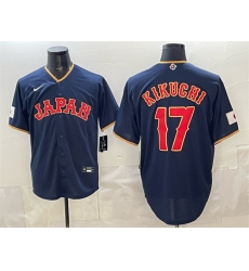 Men Japan Baseball  17 Yusei Kikuchi Navy 2026 World Baseball Classic Road Stadium Stitched Jersey