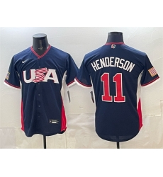 Men USA Baseball 11 Gunnar Henderson Navy 2026 World Baseball Classic Road Stadium Stitched Jersey Men USA Baseball 11 Gunnar Henderson Navy 2026 World Baseball Classic Road Stadium Stitched Jersey