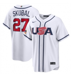 Men USA Baseball 27 Tarik Skubal White 2026 World Baseball Classic Home Stadium Stitched Jersey Men USA Baseball 27 Tarik Skubal White 2026 World Baseball Classic Home Stadium Stitched Jersey
