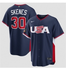 Men USA Baseball 30 Paul Skenes Navy 2026 World Baseball Classic Road Stadium Stitched Jersey Men USA Baseball 30 Paul Skenes Navy 2026 World Baseball Classic Road Stadium Stitched Jersey